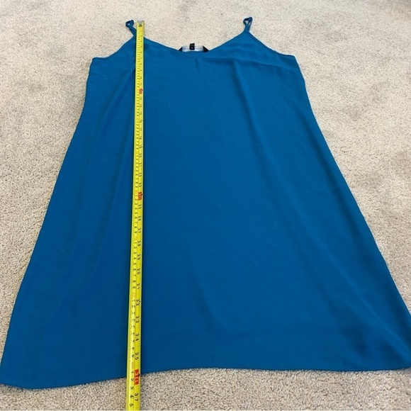 Whbm blue short sleeve wrap midi dress Sz L - Picture 10 of 13